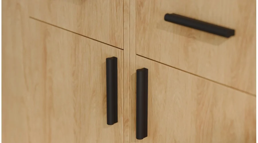 Regał z szafkami i szufladami 240x209 cm Dąb Hikora – FORMA | eMeblast