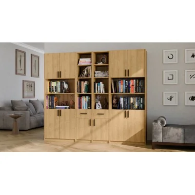 Regał z szafkami i szufladami 240x209 cm Dąb Hikora – FORMA | eMeblast