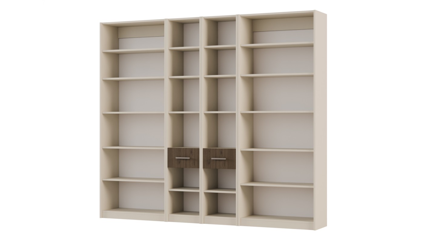 Regał z szafkami i szufladami 240x209 cm Piasek Pustyni / Orzech Elegant – FORMA | eMeblast