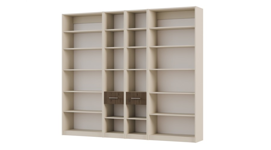 Regał z szafkami i szufladami 240x209 cm Piasek Pustyni / Orzech Elegant – FORMA | eMeblast