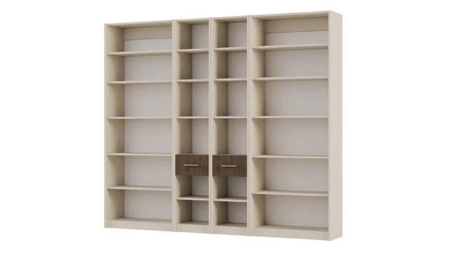 Regał z szafkami i szufladami 240x209 cm Piasek Pustyni / Orzech Elegant – FORMA | eMeblast