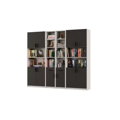 Regał z szafkami i szufladami 240x209 cm Szary Jasny / Szary Grafit – FORMA | eMeblast
