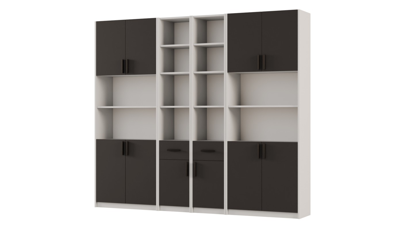 Regał z szafkami i szufladami 240x209 cm Szary Jasny / Szary Grafit – FORMA | eMeblast