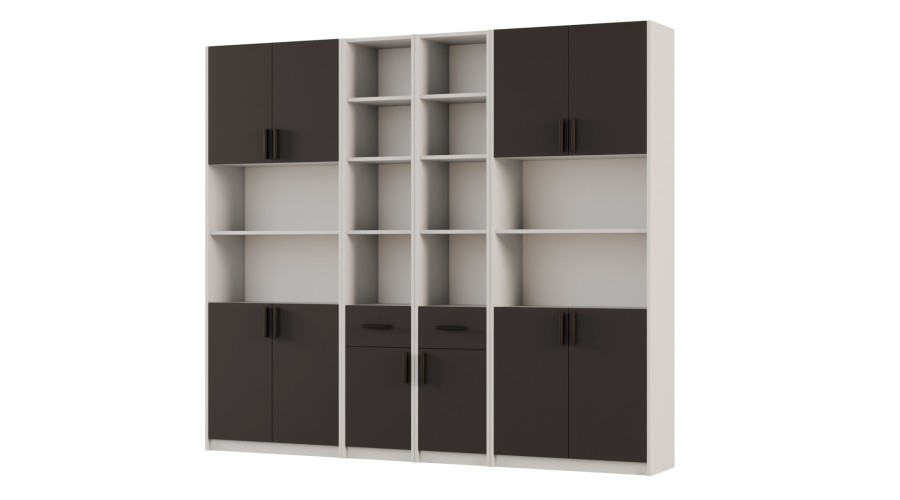 Regał z szafkami i szufladami 240x209 cm Szary Jasny / Szary Grafit – FORMA | eMeblast