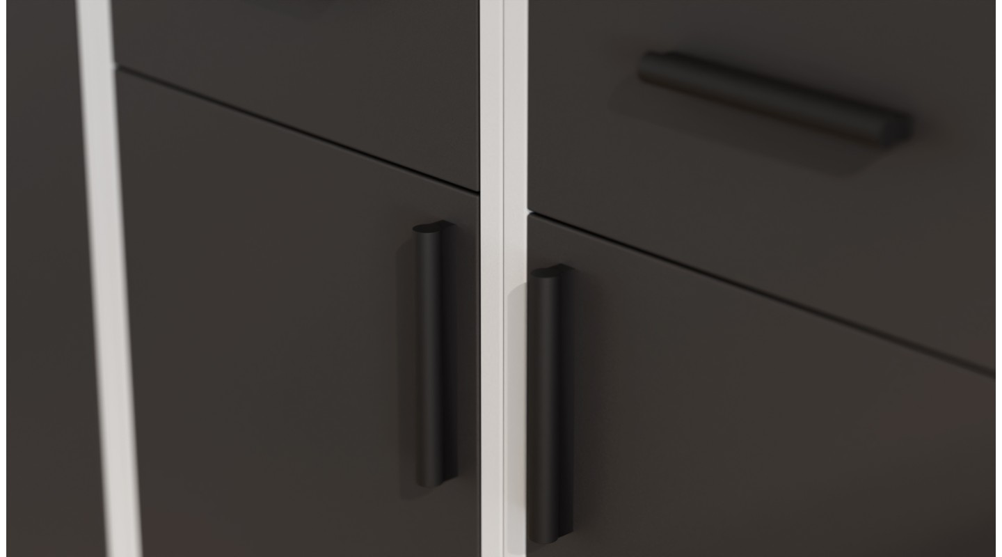 Regał z szafkami i szufladami 240x209 cm Szary Jasny / Szary Grafit – FORMA | eMeblast