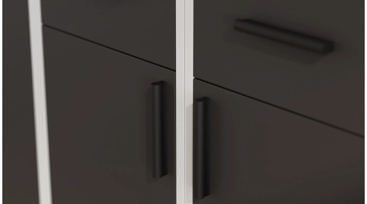 Regał z szafkami i szufladami 240x209 cm Szary Jasny / Szary Grafit – FORMA | eMeblast