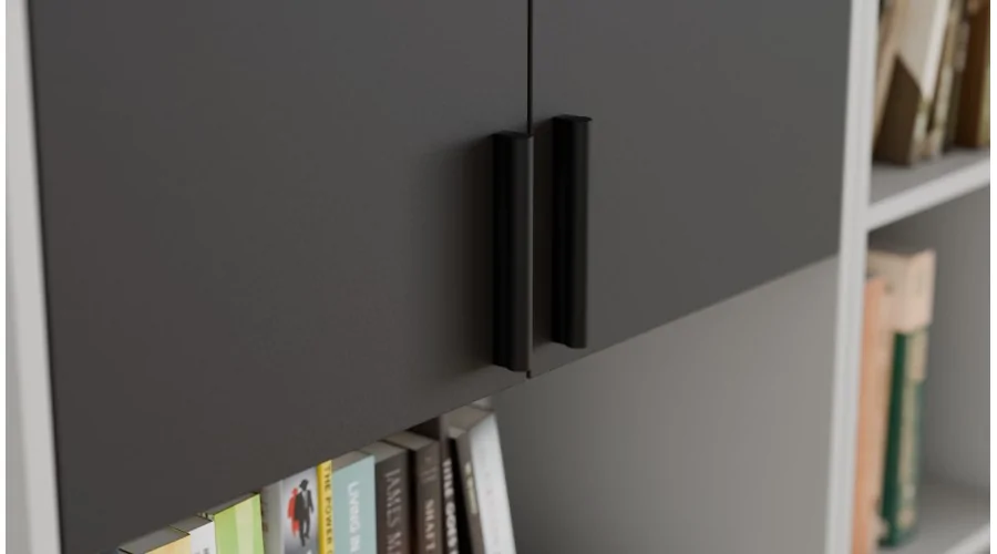 Regał z szafkami i szufladami 240x209 cm Szary Jasny / Szary Grafit – FORMA | eMeblast