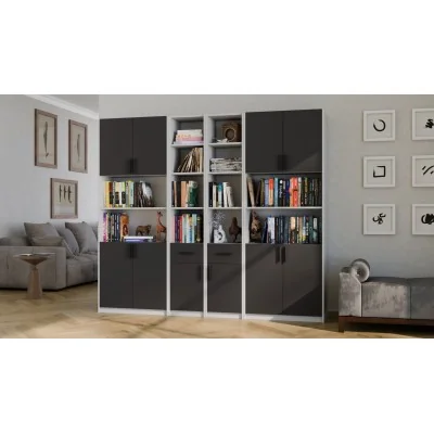 Regał z szafkami i szufladami 240x209 cm Szary Jasny / Szary Grafit – FORMA | eMeblast