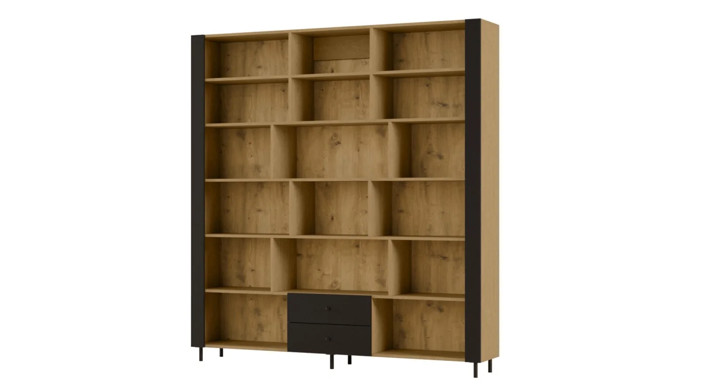Kompaktowy regał na książki 206x220 cm Dąb Baltic Dune / Czarny Onyx – NOVA | eMeblast Kompaktowy regał na książki 206x220 cm Dąb Baltic Dune / Czarny Onyx – NOVA | eMeblast