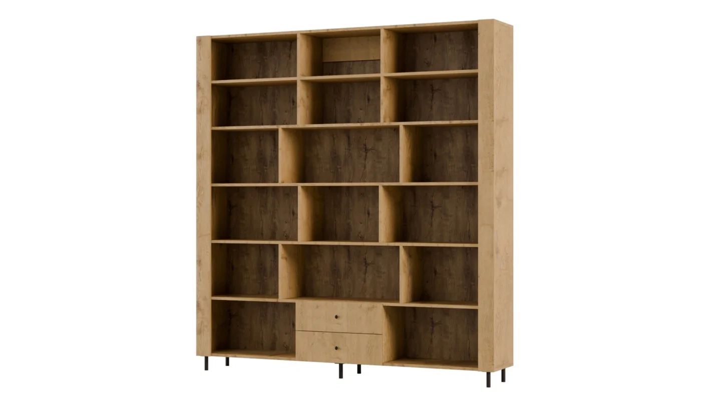 Kompaktowy regał na książki 206x220 cm Dąb Lancelot – NOVA | eMeblast Kompaktowy regał na książki 206x220 cm Dąb Lancelot – NOVA | eMeblast