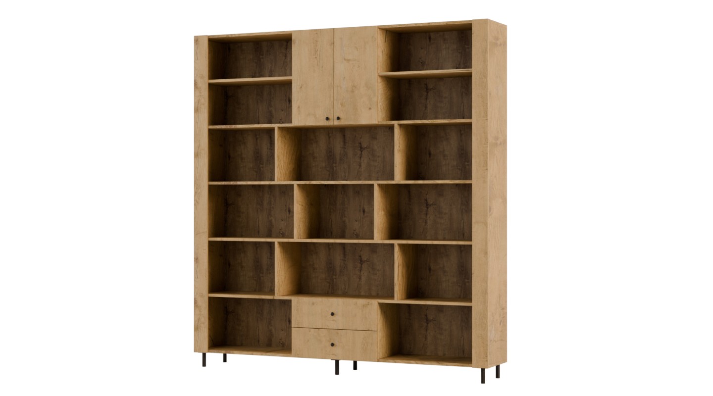 Kompaktowy regał na książki 206x220 cm Dąb Lancelot – NOVA | eMeblast