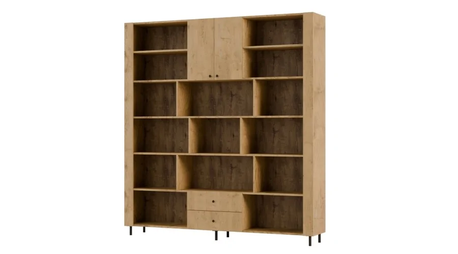 Kompaktowy regał na książki 206x220 cm Dąb Lancelot – NOVA | eMeblast Kompaktowy regał na książki 206x220 cm Dąb Lancelot – NOVA | eMeblast