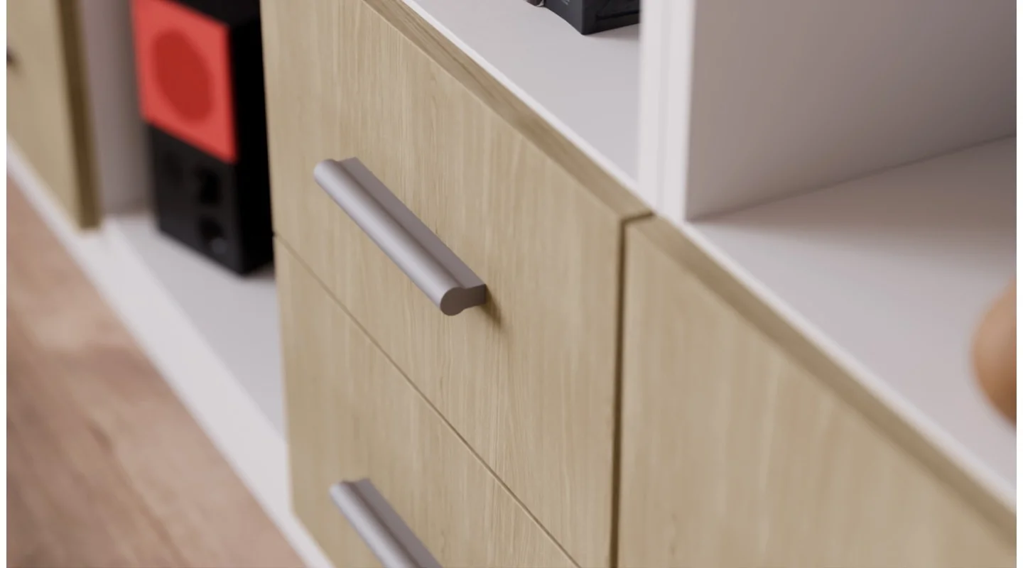 Szeroki regał na książki 280x209 cm Biel / Dąb Scandi – VISTA | eMeblast