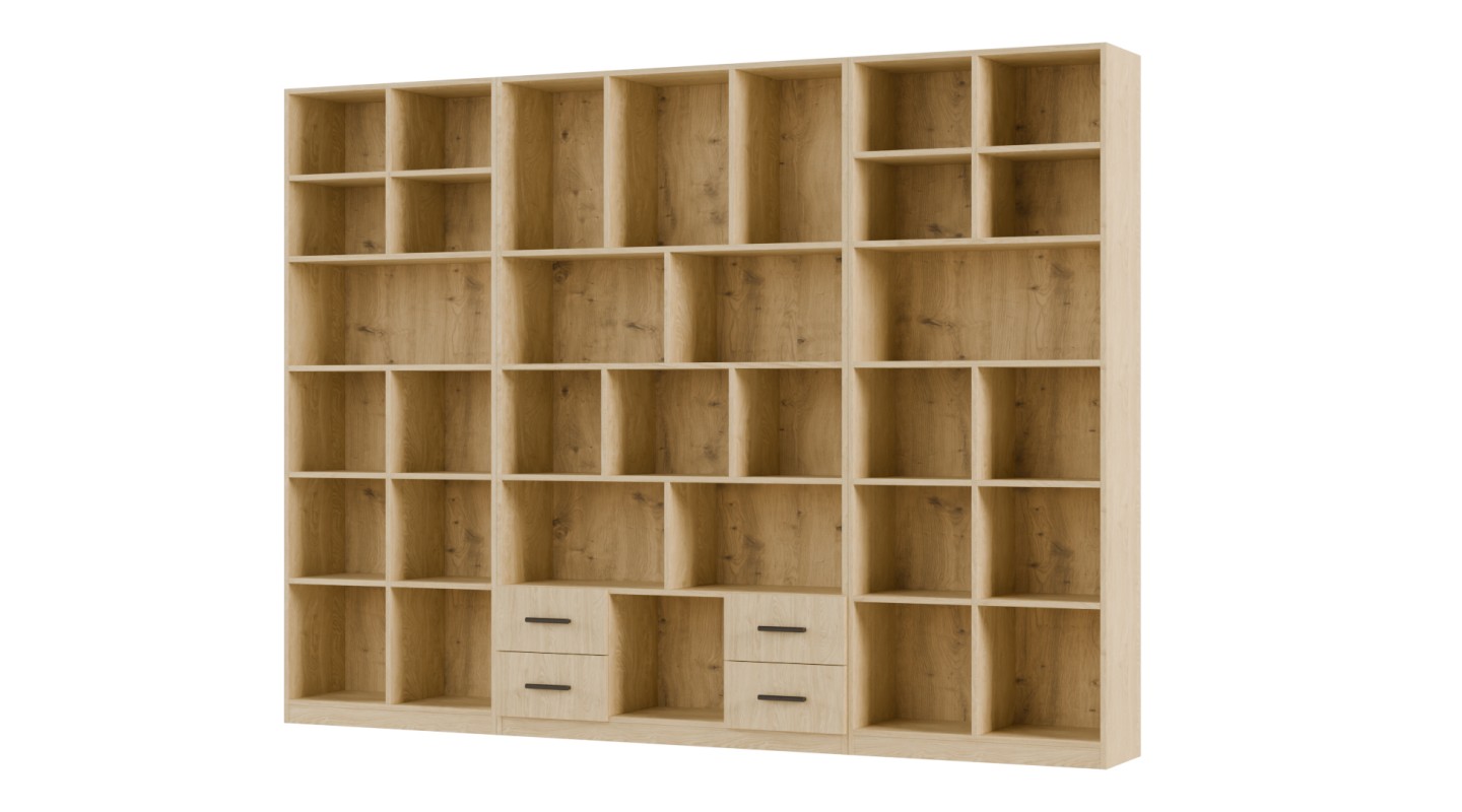 Szeroki regał na książki 280x209 cm Dąb Olejowany – VISTA | eMeblast
