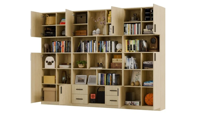 Szeroki regał na książki 280x209 cm Dąb Olejowany – VISTA | eMeblast