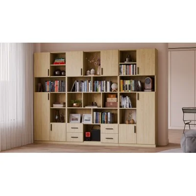 Szeroki regał na książki 280x209 cm Dąb Olejowany – VISTA | eMeblast
