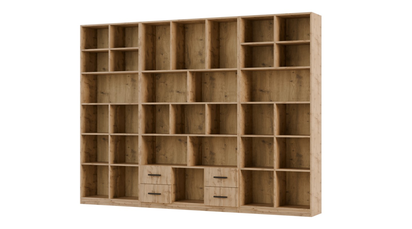 Szeroki regał na książki 280x209 cm Dąb Wotan – VISTA | eMeblast