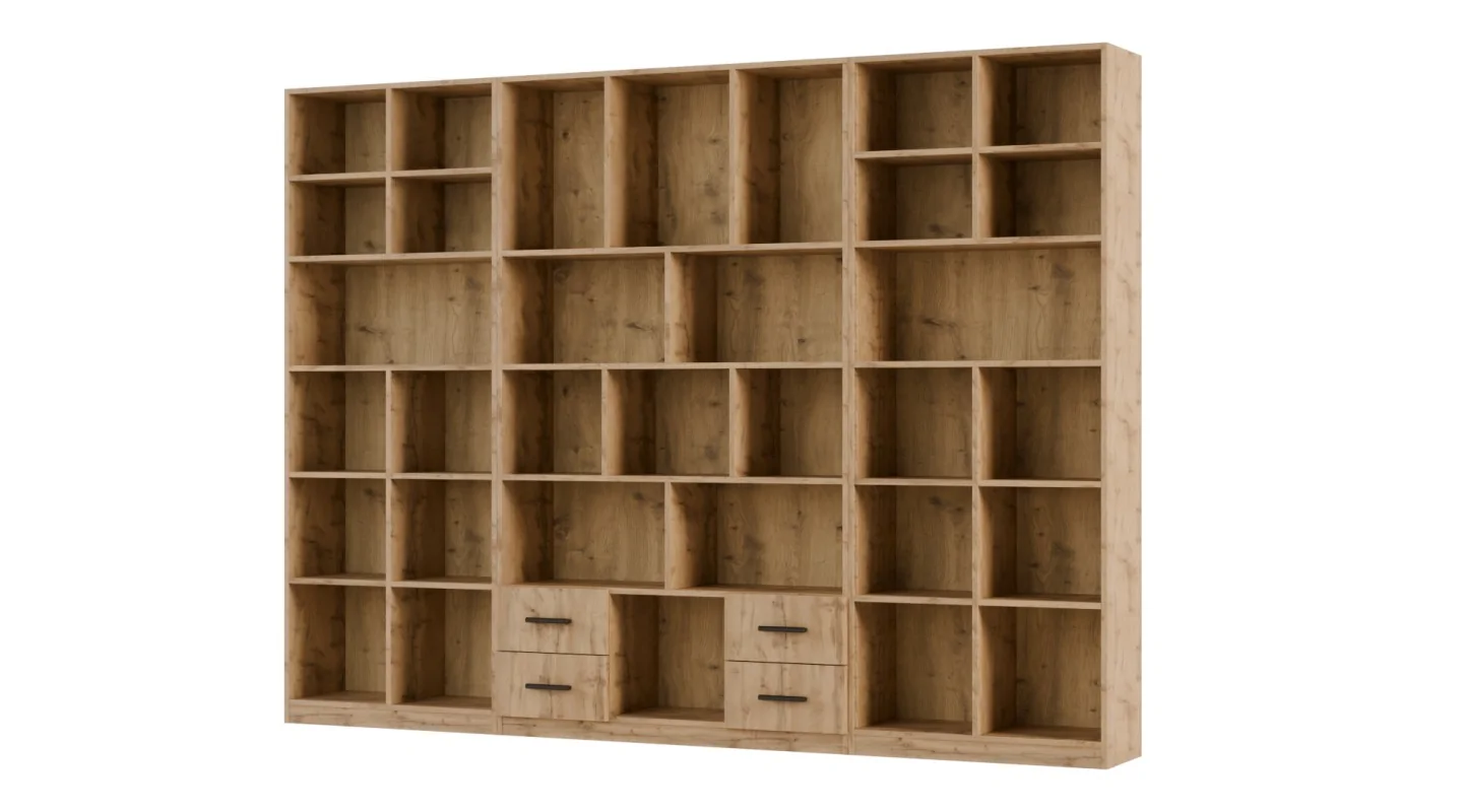 Szeroki regał na książki 280x209 cm Dąb Wotan – VISTA | eMeblast