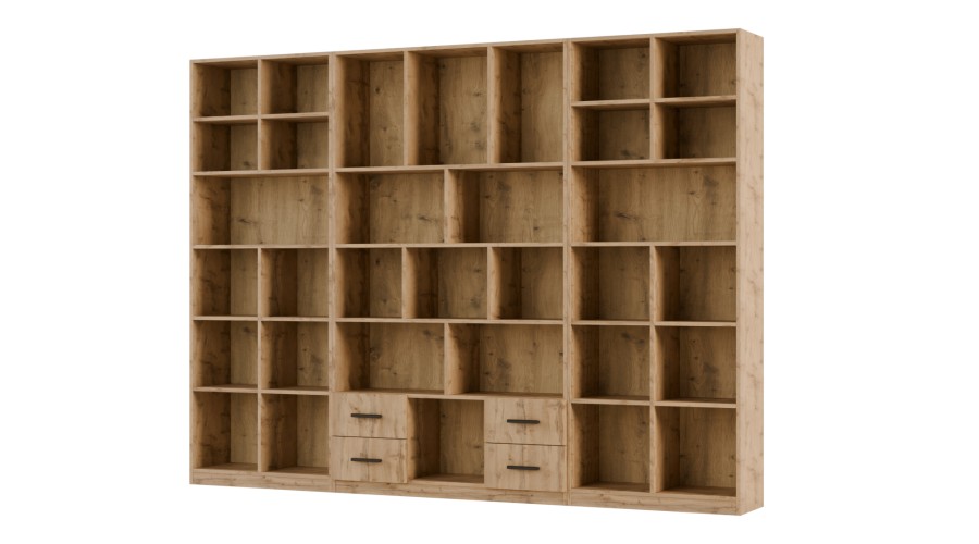 Szeroki regał na książki 280x209 cm Dąb Wotan – VISTA | eMeblast