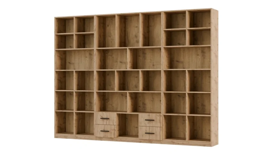 Szeroki regał na książki 280x209 cm Dąb Wotan – VISTA | eMeblast