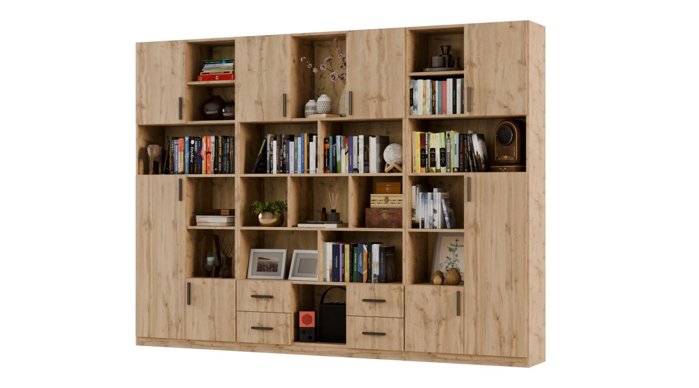 Szeroki regał na książki 280x209 cm Dąb Wotan – VISTA | eMeblast