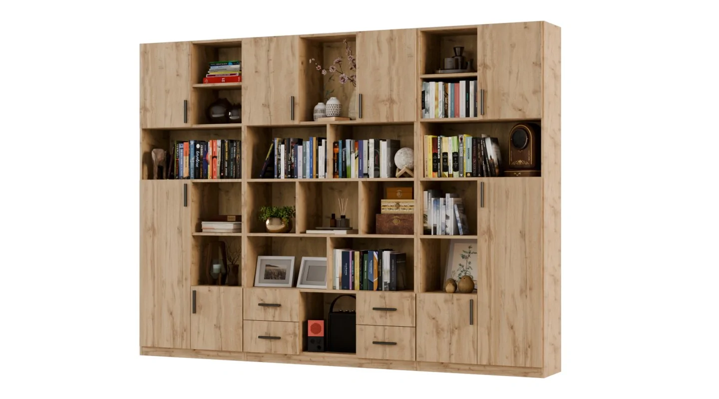 Szeroki regał na książki 280x209 cm Dąb Wotan – VISTA | eMeblast