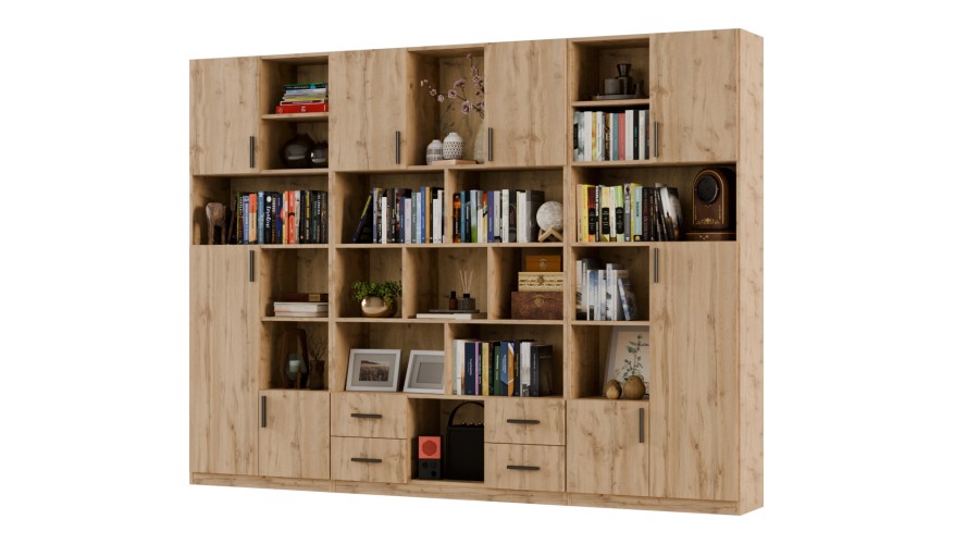 Szeroki regał na książki 280x209 cm Dąb Wotan – VISTA | eMeblast