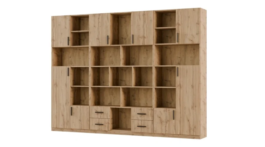 Szeroki regał na książki 280x209 cm Dąb Wotan – VISTA | eMeblast