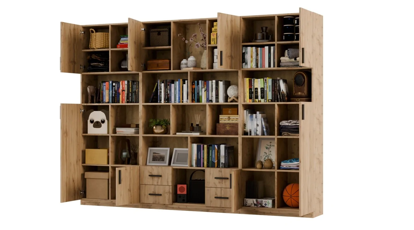 Szeroki regał na książki 280x209 cm Dąb Wotan – VISTA | eMeblast