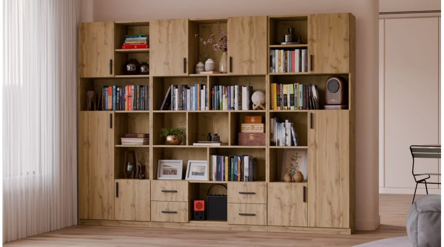 Szeroki regał na książki 280x209 cm Dąb Wotan – VISTA | eMeblast