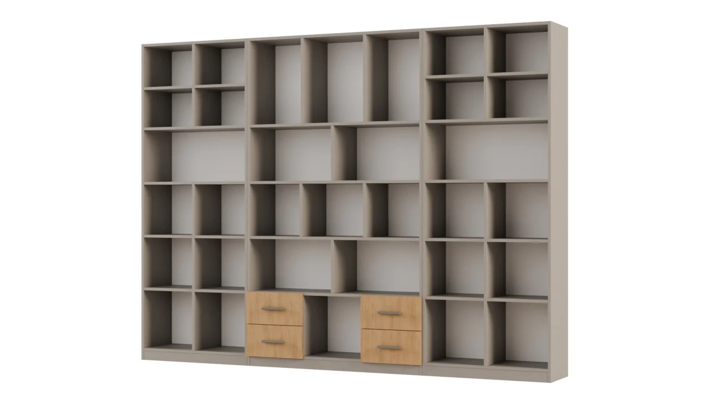 Szeroki regał na książki 280x209 cm Kalahari / Dąb Casella – VISTA | eMeblast