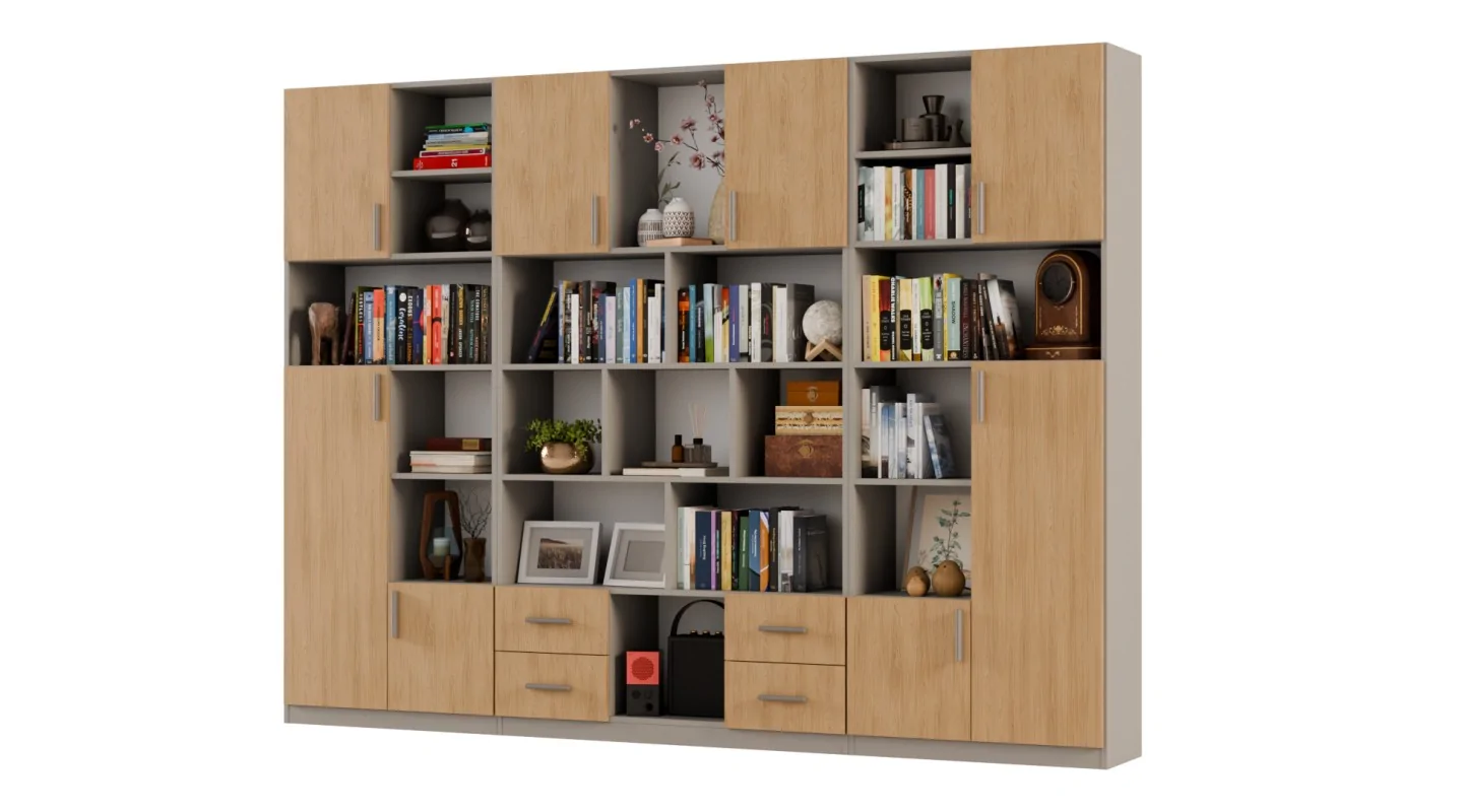 Szeroki regał na książki 280x209 cm Kalahari / Dąb Casella – VISTA | eMeblast