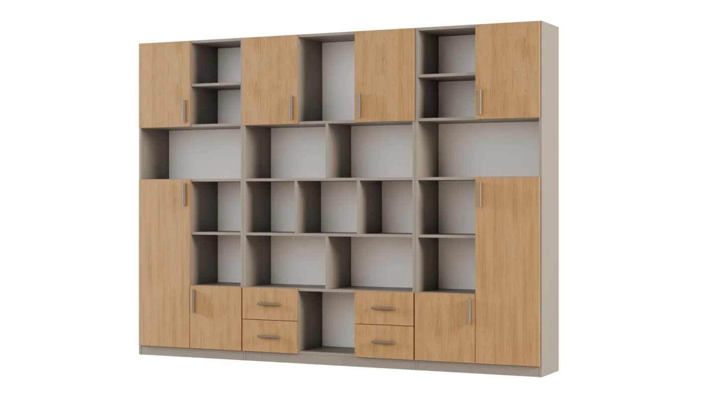 Szeroki regał na książki 280x209 cm Kalahari / Dąb Casella – VISTA | eMeblast