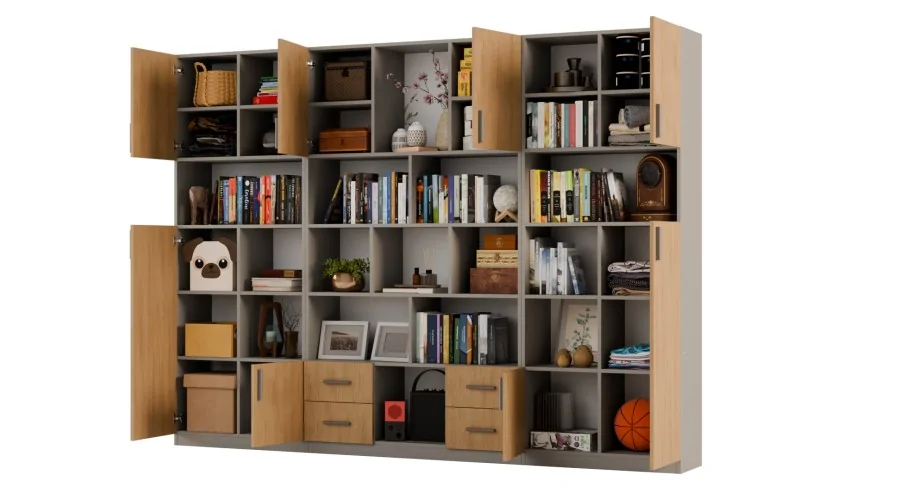 Szeroki regał na książki 280x209 cm Kalahari / Dąb Casella – VISTA | eMeblast