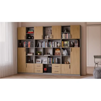 Szeroki regał na książki 280x209 cm Kalahari / Dąb Casella – VISTA | eMeblast