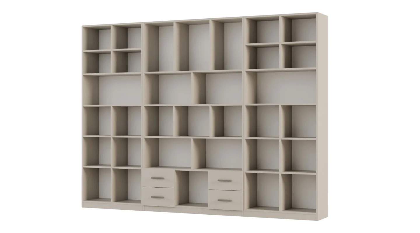 Szeroki regał na książki 280x209 cm Kaszmirowy Beż – VISTA | eMeblast