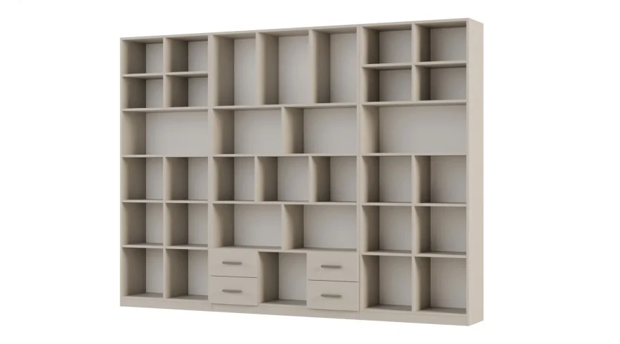 Szeroki regał na książki 280x209 cm Kaszmirowy Beż – VISTA | eMeblast