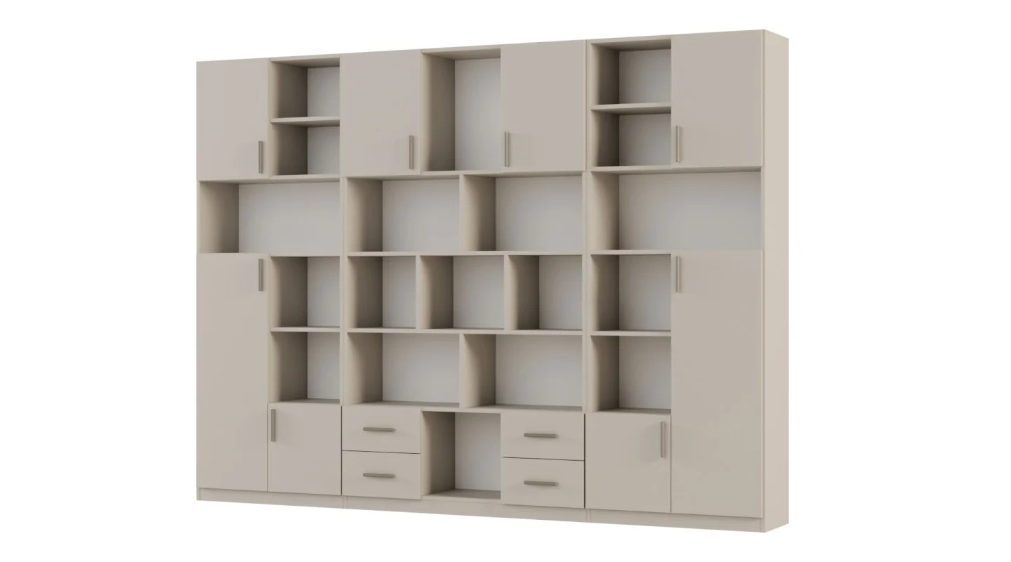Szeroki regał na książki 280x209 cm Kaszmirowy Beż – VISTA | eMeblast