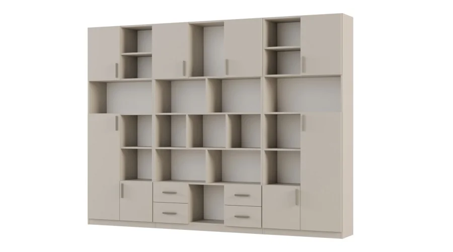 Szeroki regał na książki 280x209 cm Kaszmirowy Beż – VISTA | eMeblast