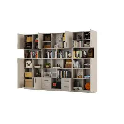 Szeroki regał na książki 280x209 cm Kaszmirowy Beż – VISTA | eMeblast Szeroki regał na książki 280x209 cm Kaszmirowy Beż – VISTA | eMeblast
