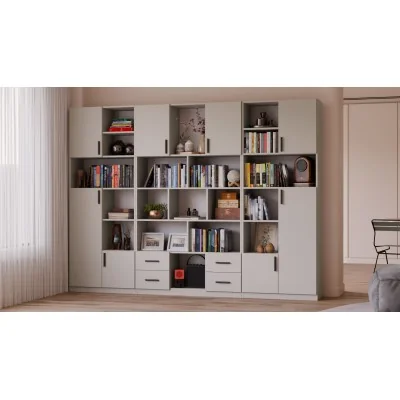 Szeroki regał na książki 280x209 cm Kaszmirowy Beż – VISTA | eMeblast