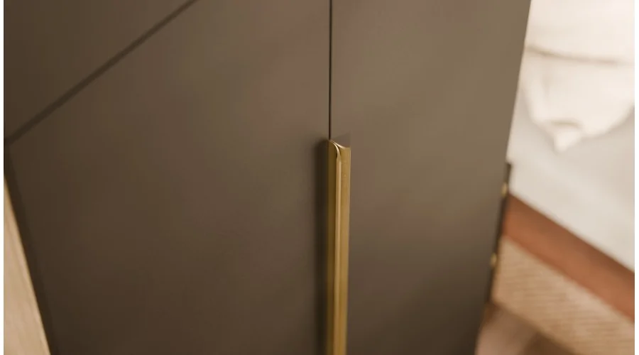 Zabudowa do sypialni 404x240 cm Dąb Artisan / Czarny Onyx z lustrem – MAJA | eMeblast