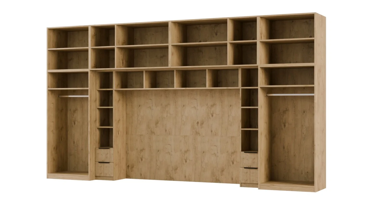 Zabudowa do sypialni 404x240 cm Dąb Lancelot – MAJA | eMeblast