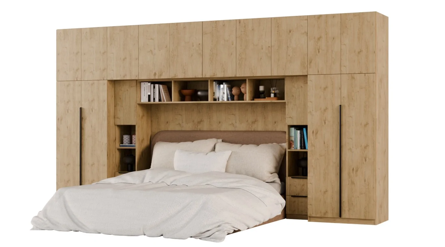 Zabudowa do sypialni 404x240 cm Dąb Lancelot – MAJA | eMeblast