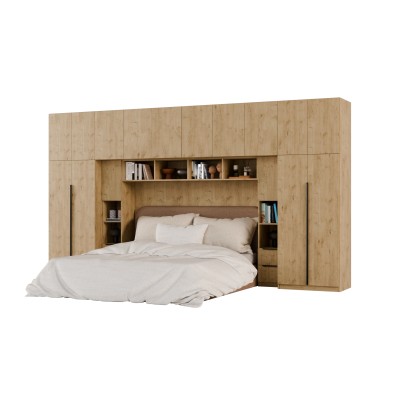Zabudowa do sypialni 404x240 cm Dąb Lancelot – MAJA | eMeblast