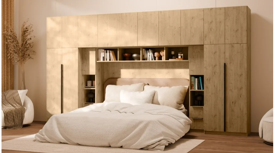 Zabudowa do sypialni 404x240 cm Dąb Lancelot – MAJA | eMeblast