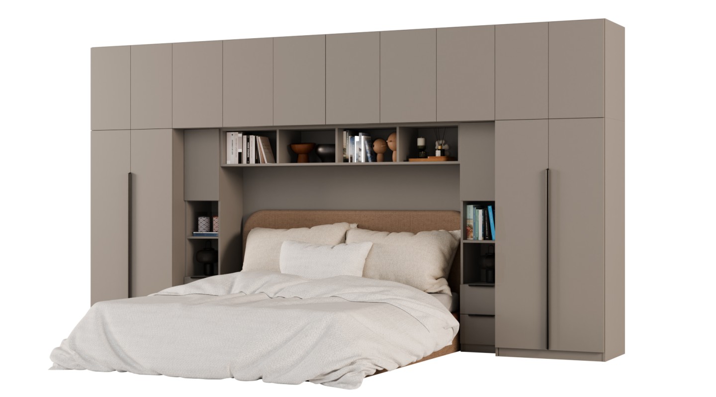 Zabudowa do sypialni 404x240 cm Sepia – MAJA | eMeblast Zabudowa do sypialni 404x240 cm Sepia – MAJA | eMeblast