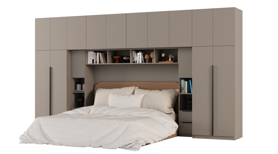 Zabudowa do sypialni 404x240 cm Sepia – MAJA | eMeblast Zabudowa do sypialni 404x240 cm Sepia – MAJA | eMeblast