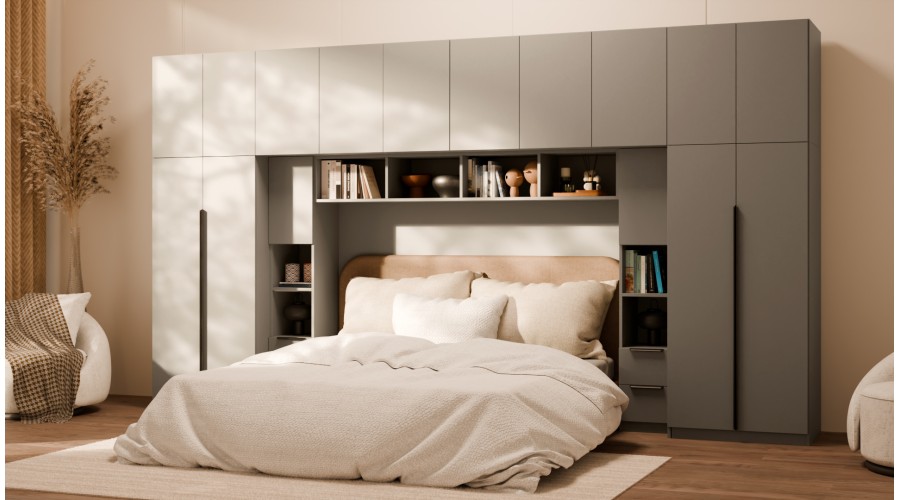 Zabudowa do sypialni 404x240 cm Sepia – MAJA | eMeblast Zabudowa do sypialni 404x240 cm Sepia – MAJA | eMeblast