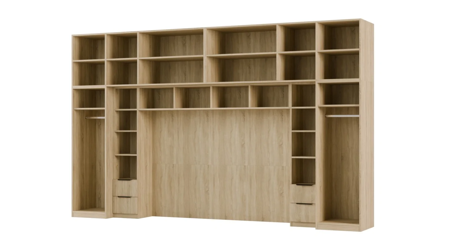 Zabudowa do sypialni 364x225 cm Sonoma Jasna – SARA | eMeblast